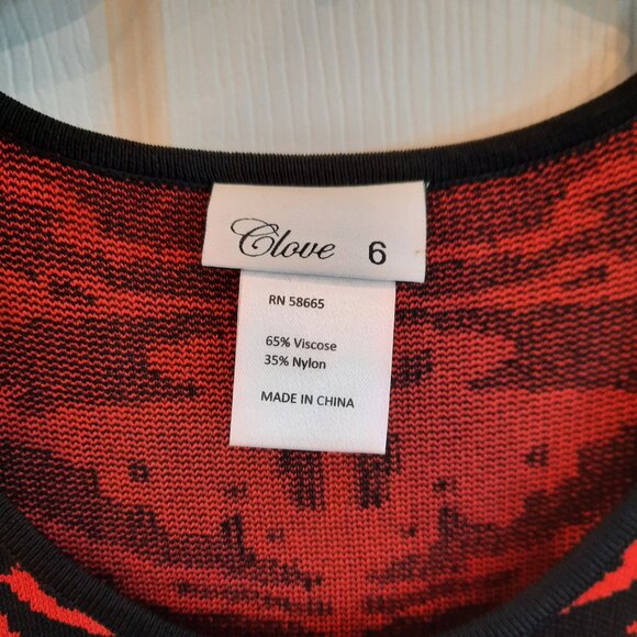 Clove Bodycon Geometric Knit Dress in Black/Red, Size 6 - Picture 4 of 4